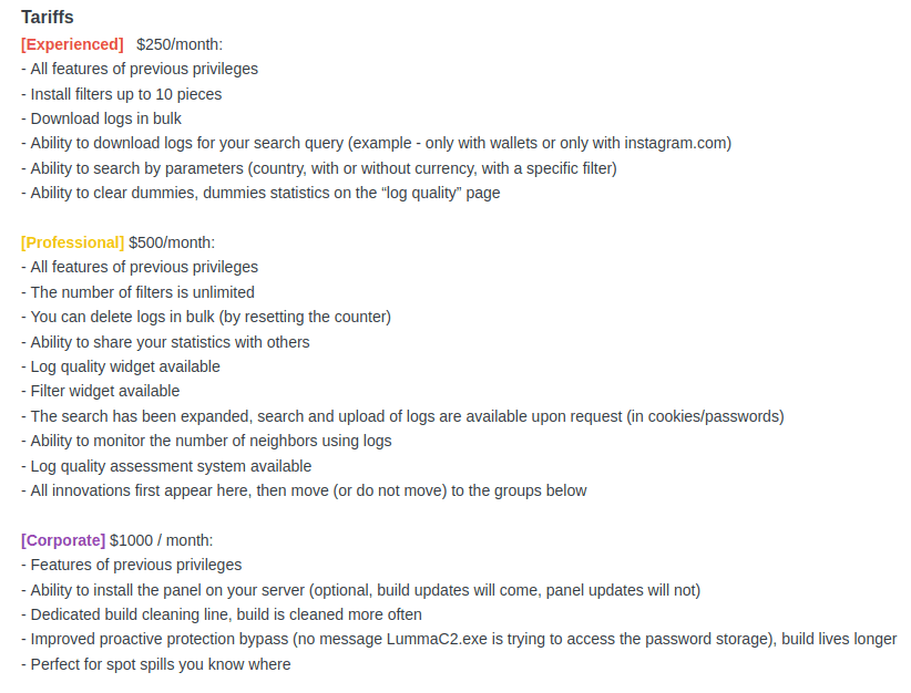 The forum user "Shamel" announces LummaC2 in the Exploit forum